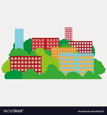 Smart city with contemporary buildings networks vector image