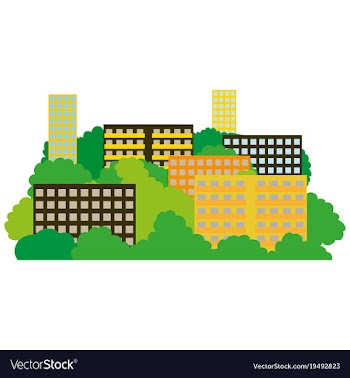 Smart city with contemporary buildings networks vector image