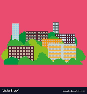 Smart city with contemporary buildings networks vector image