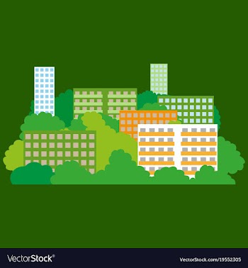 Smart city with contemporary buildings networks vector image