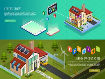 Smart home control isometric banners