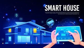 Smart house remote control cartoon Free Vector