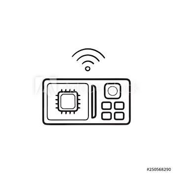 Smart microwave oven hand drawn outline doodle icon