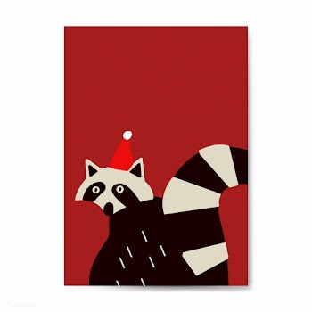 Smart raccoon with a Christmas hat vector gra.. | Free stock vector - 477008