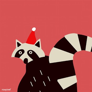 Smart raccoon with a Christmas hat vector gra.. | Free stock vector - 477075