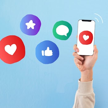 Smartphone screen hand with social media… | Free stock illustration | High Resolution graphic