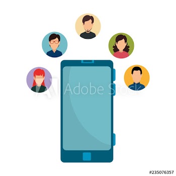 smartphone with community people