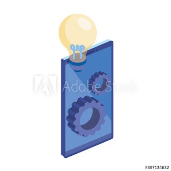 smartphone with gear and light bulb design