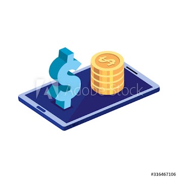 smartphone with pile coins and dollar symbol design