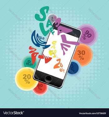 Smartphone with sale word vector image