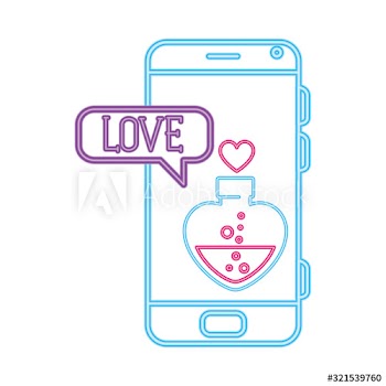 smartphone with speech bubble in neon light