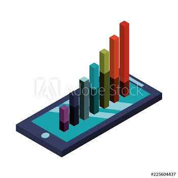smartphone with statistic graphic icon