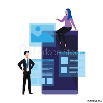 Smartphone woman and man design