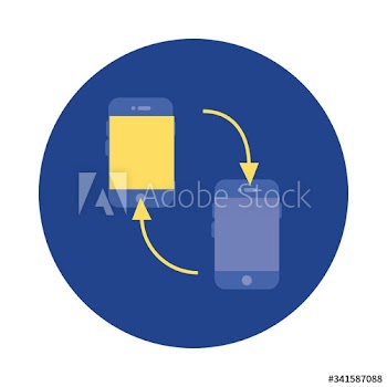 smartphones with arrows block and flat style icon