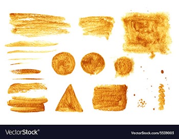 Smears gold paint and texture objects vector image