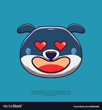 smile in love eye dog head emoticon emoji face