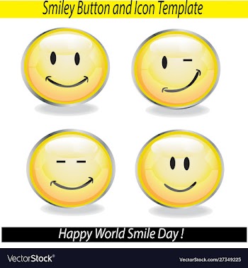 Smiley web button and icon set template vector image
