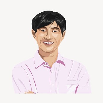 Smiling Asian man, character sticker, | Free Vector - rawpixel