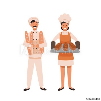 Smiling bakers flat vector illustration