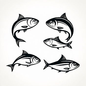 Smiling Black and White Herring Emblems