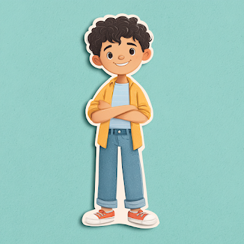 Smiling Boy Character Illustration in Playful Style