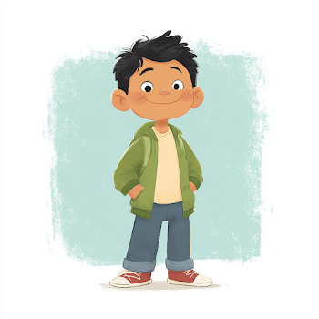 Smiling Boy Character in 2D Illustration