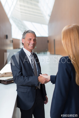 Smiling business people shaking hands