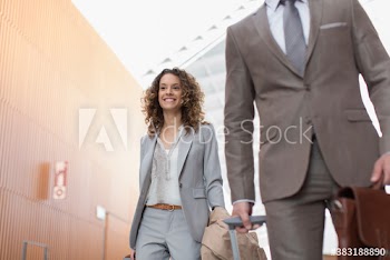 Smiling businesswoman in airport