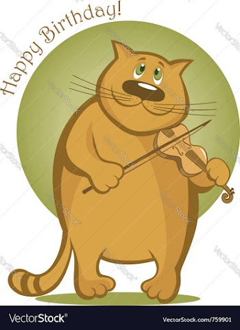  					Smiling cat playing the violin vector image														