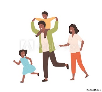 Smiling family playing having fun together vector flat illustration