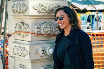 Smiling Girl Wearing Black Leather Jacket