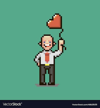 smiling guy red heart shaped balloon