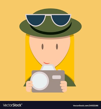 Smiling happy woman taking snap photo with camera vector image