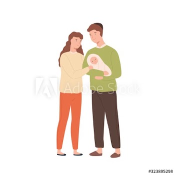 Smiling jewish family with toddler baby isolated on white background