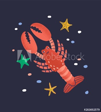 Smiling lobster isolated on dark background