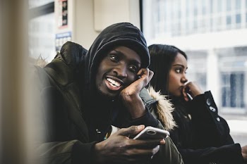 Smiling Man On Bus