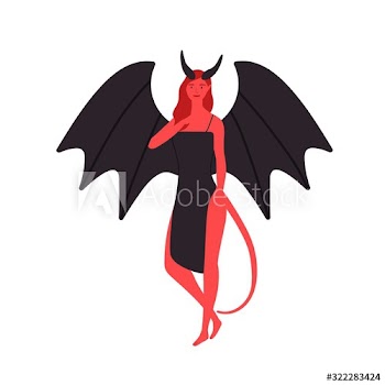 Smiling mythology winged girl succubus vector flat illustration