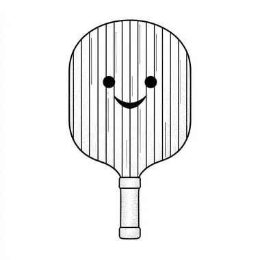 Smiling Pickleball Paddle Line Drawing Smiling Pickleball Paddle Line Drawing