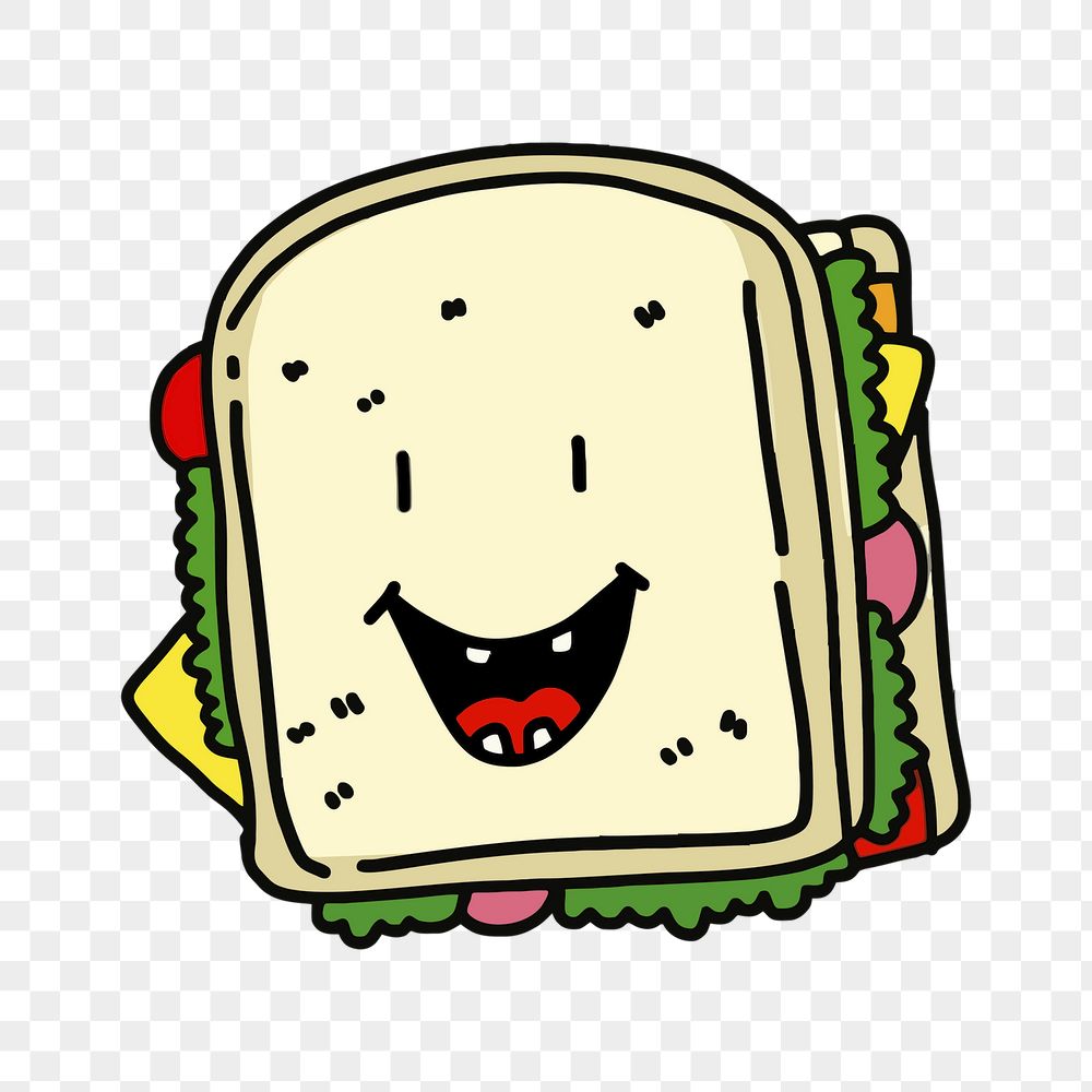 Smiling sandwich png sticker, food | Free PNG - rawpixel