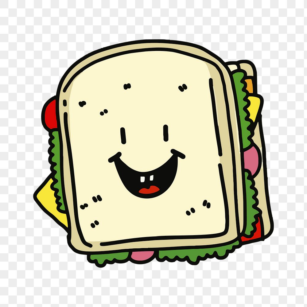 Smiling sandwich png sticker, food | Free PNG - rawpixel
