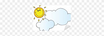 Smiling Sun Behind Cloud Cartoon Character Sticker - Smiley