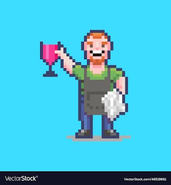 smiling waiter with a glass of wine