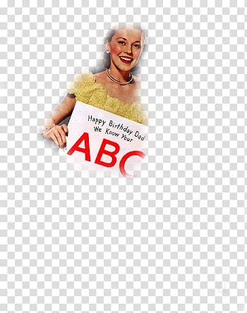 , smiling woman holding happy birthday banner transparent background PNG clipart
