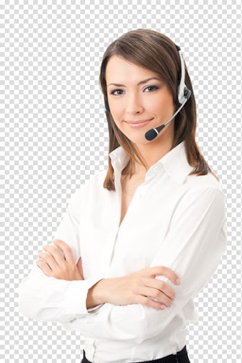 Smiling woman in white dress shirt with headset, Receptionist Business Office Organization Sales, call center transparent background PNG clipart