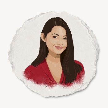 Smiling woman, paper craft badge | Free PSD - rawpixel