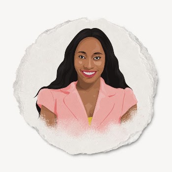 Smiling woman, paper craft badge | Free PSD - rawpixel