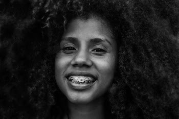 Smiling Woman Portrait Grayscale Photo
