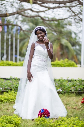 Smiling Woman Wearing White Wedding Dress
