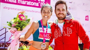 Smiling Woman Winning The Race