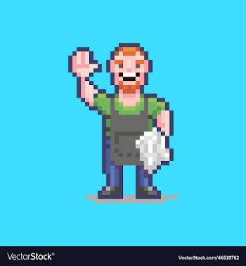 smiling worker in an apron